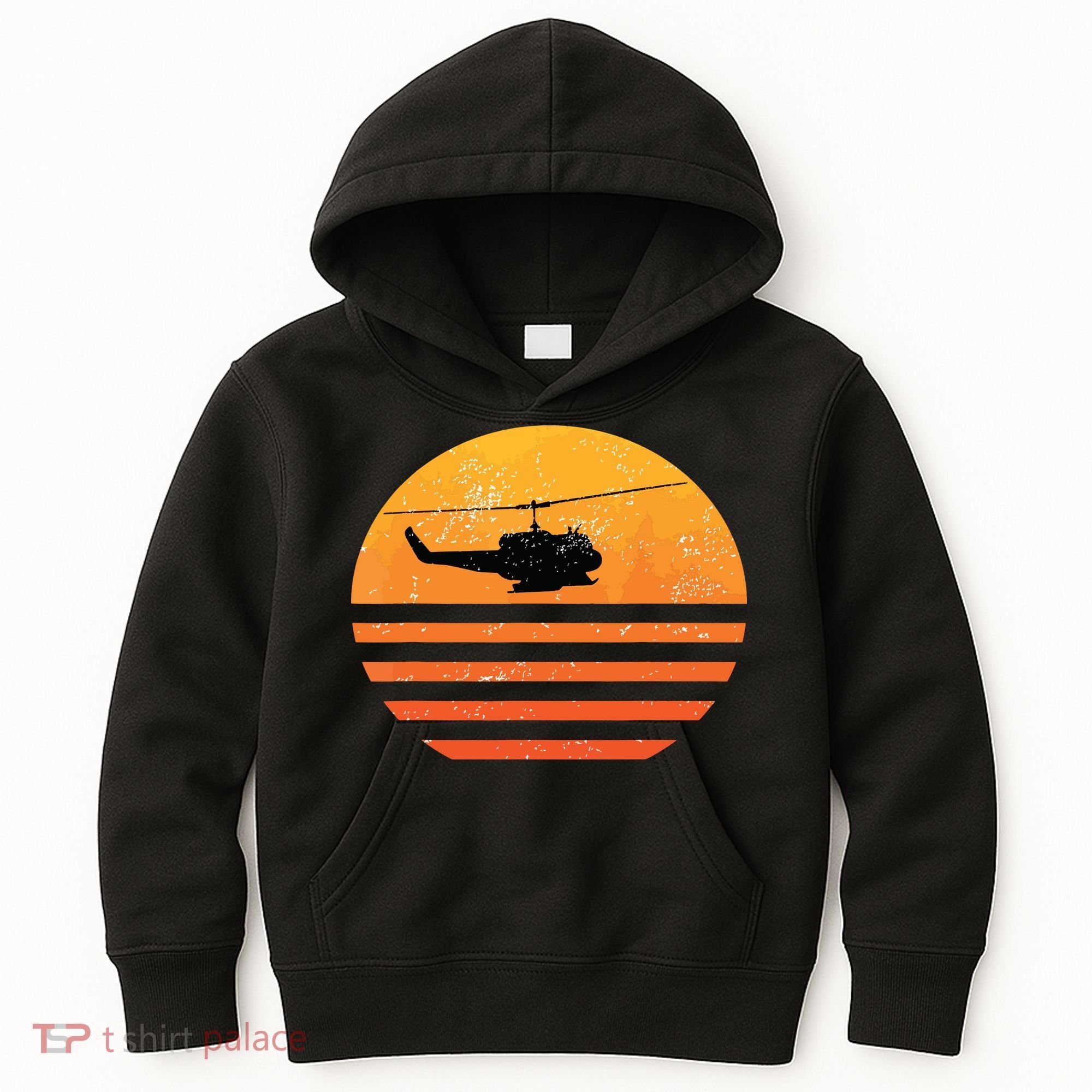Distressed Huey Helicopter Uh1 Vietnam War Veteran Kids Hoodie