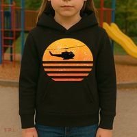 Distressed Huey Helicopter Uh1 Vietnam War Veteran Kids Hoodie thumb 3