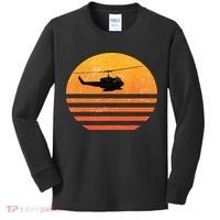 Distressed Huey Helicopter Uh1 Vietnam War Veteran Kids Long Sleeve Shirt thumb 0