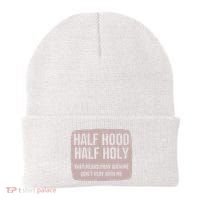 Distressed Half Hood Half Holy That Mean Pray With DonT Play With Me Beanie thumb 0
