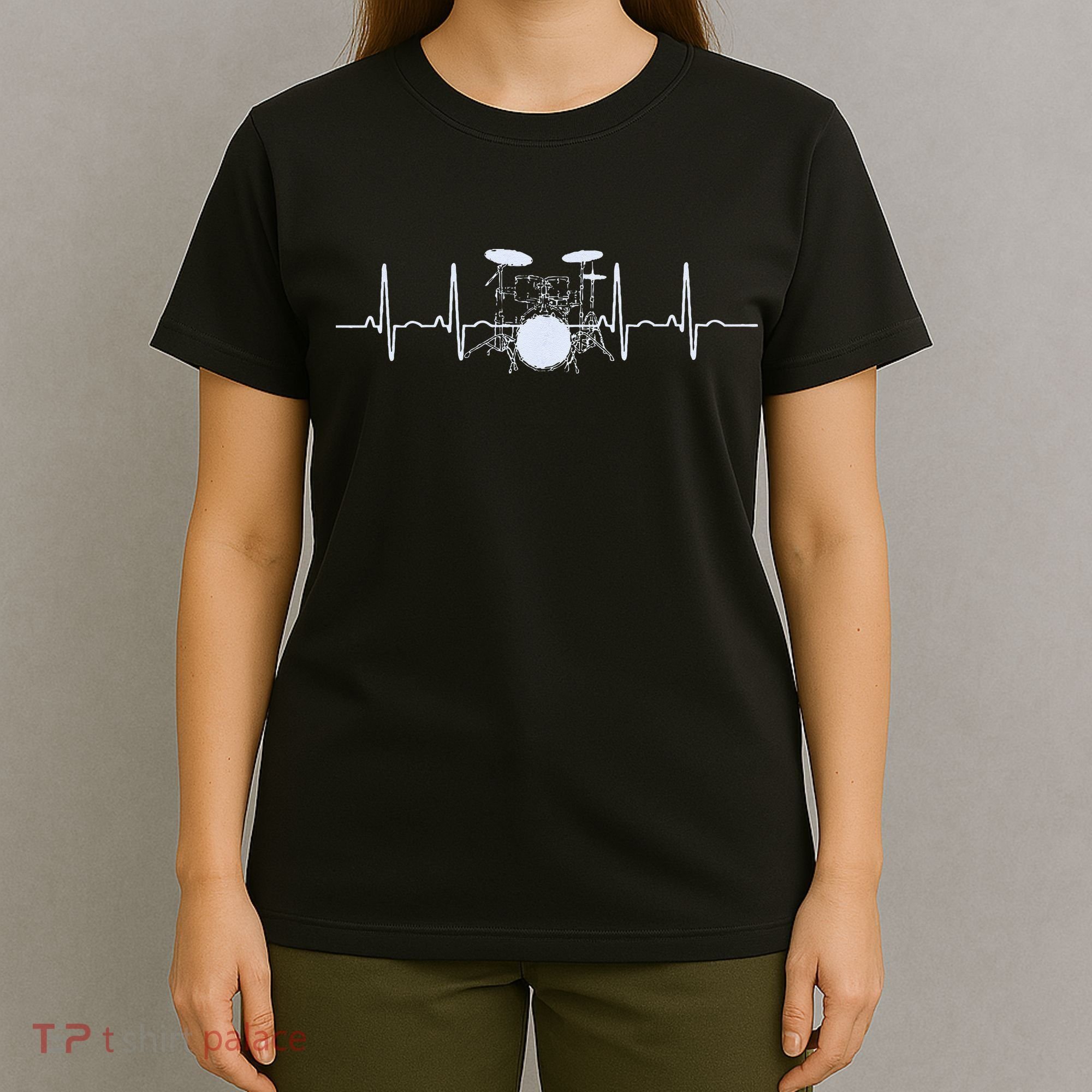 Drum Heartbeat Lifeline Music Lover Gift Drummer T-Shirt