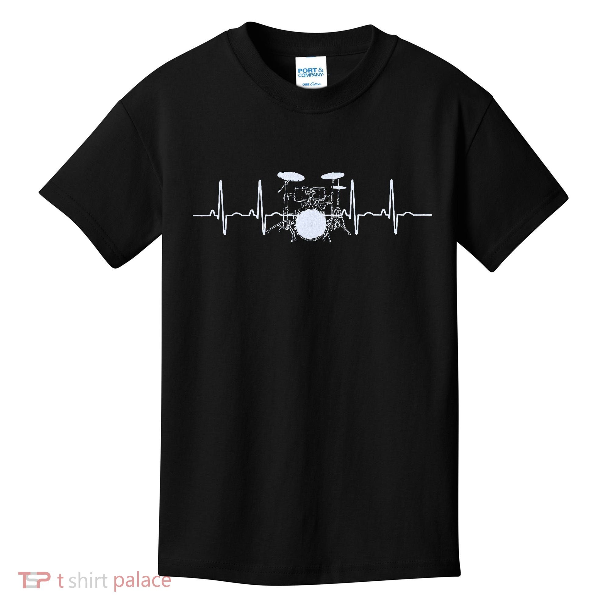 Drum Heartbeat Lifeline Music Lover Gift Drummer Kids T-Shirt