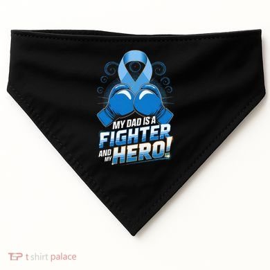 Dad Hero Light Blue Prostate Cancer Awareness USA-Made Doggie Bandana