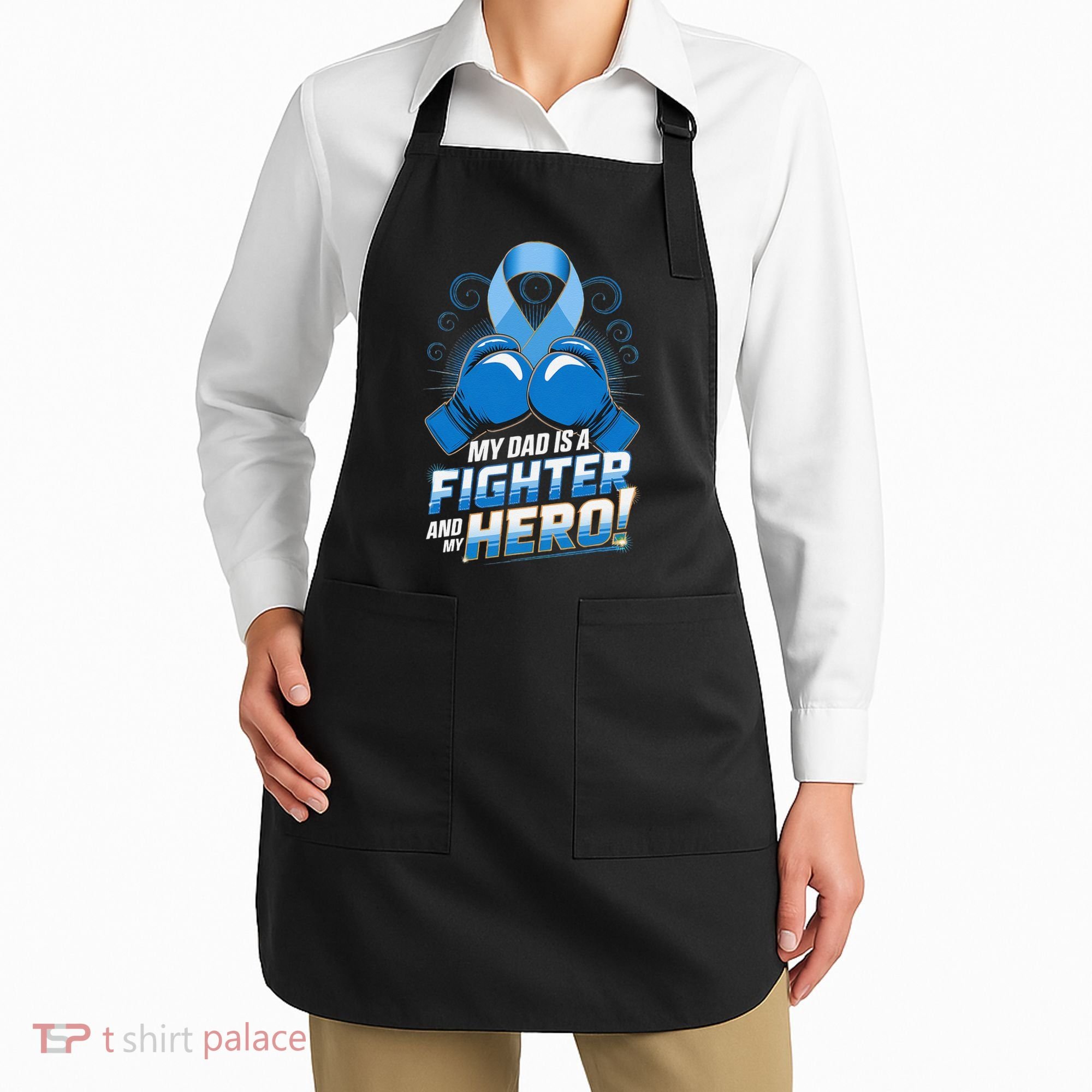 Dad Hero Light Blue Prostate Cancer Awareness Apron