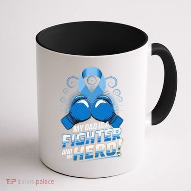 Dad Hero Light Blue Prostate Cancer Awareness Coffee Mug back