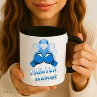 Dad Hero Light Blue Prostate Cancer Awareness Coffee Mug thumb 3