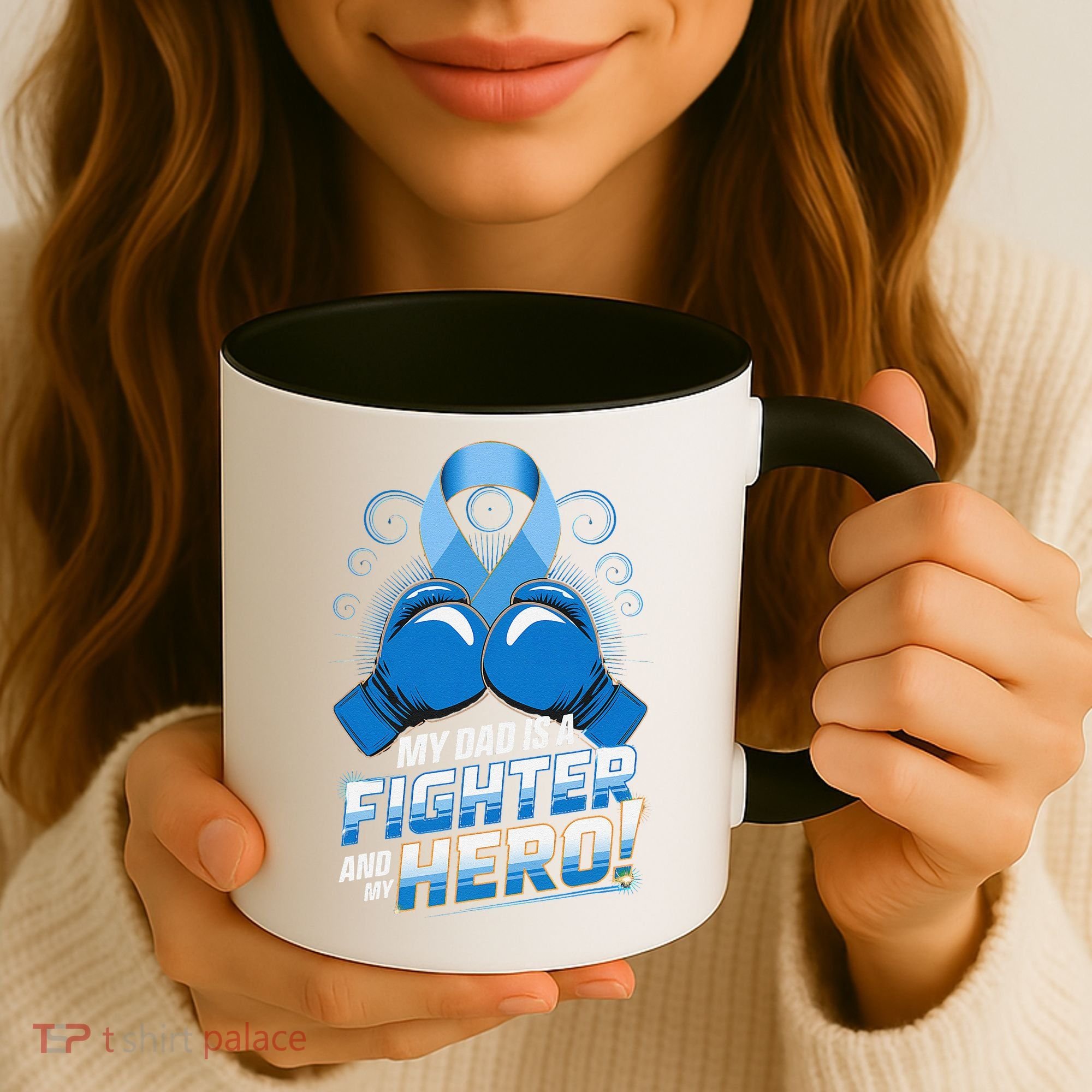 Dad Hero Light Blue Prostate Cancer Awareness Coffee Mug