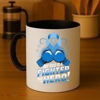 Dad Hero Light Blue Prostate Cancer Awareness Coffee Mug thumb 4