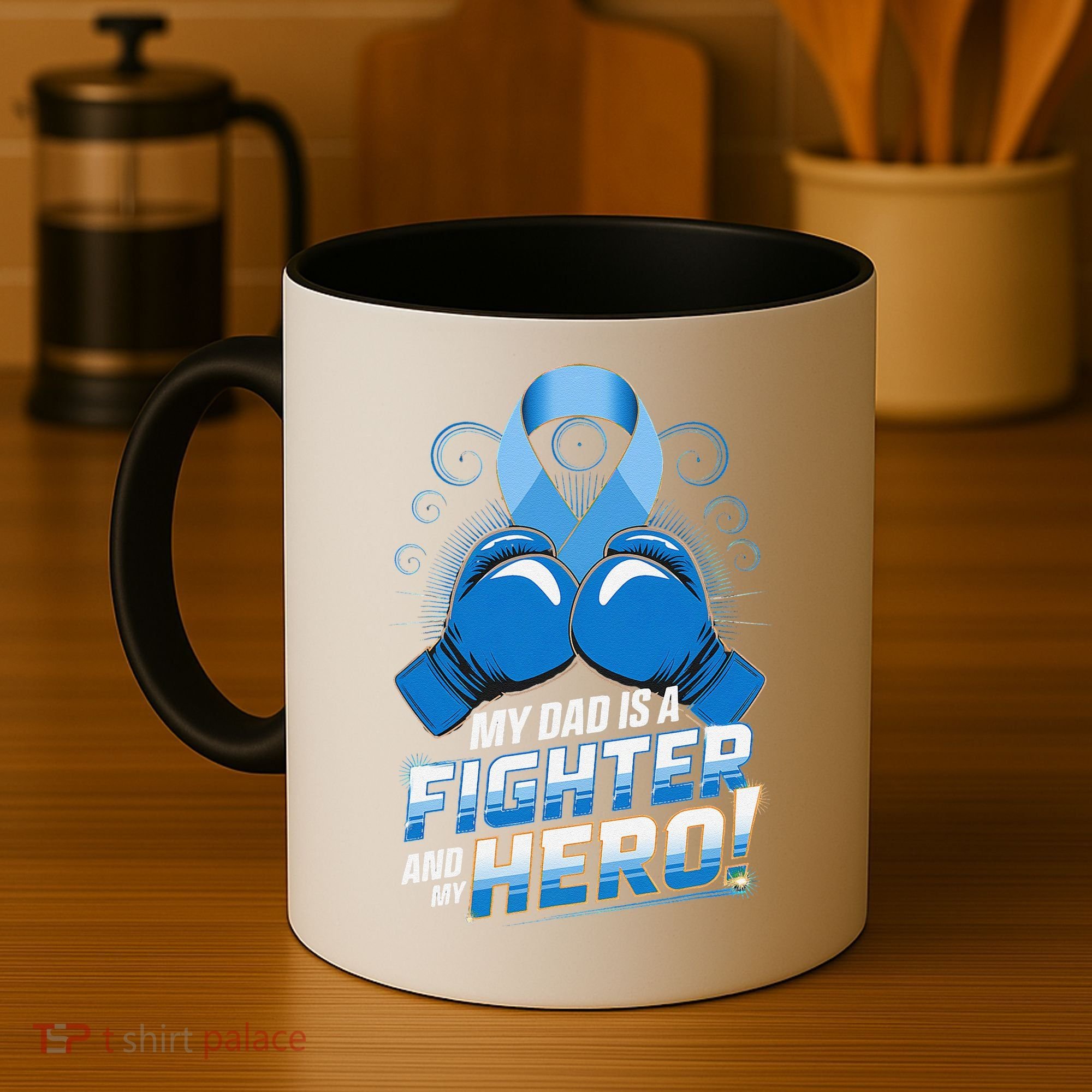 Dad Hero Light Blue Prostate Cancer Awareness Coffee Mug