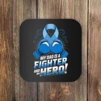 Dad Hero Light Blue Prostate Cancer Awareness Coaster thumb 0
