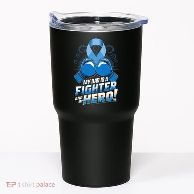 Dad Hero Light Blue Prostate Cancer Awareness Tumbler