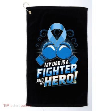 Dad Hero Light Blue Prostate Cancer Awareness Golf Towel