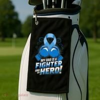 Dad Hero Light Blue Prostate Cancer Awareness Golf Towel thumb 2