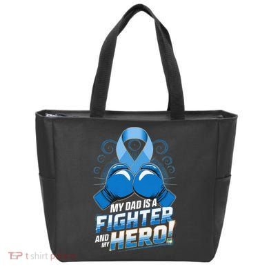 Dad Hero Light Blue Prostate Cancer Awareness Tote Bag