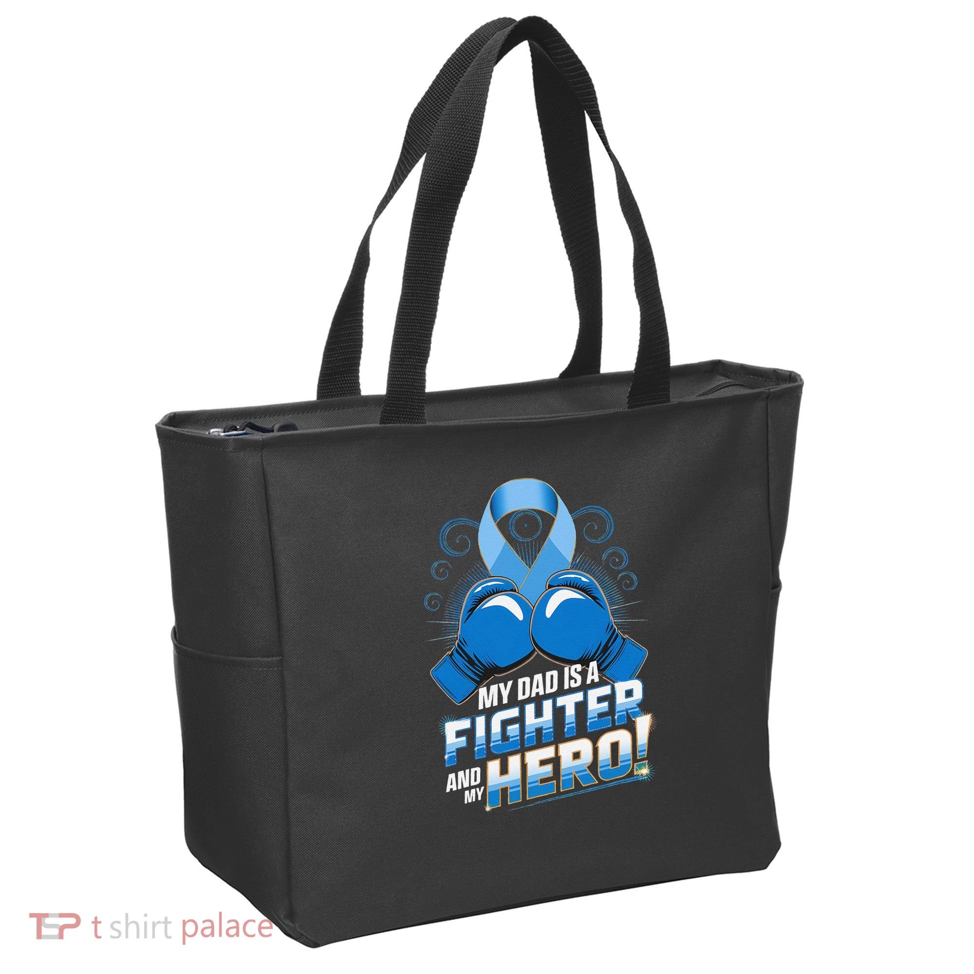 Dad Hero Light Blue Prostate Cancer Awareness Tote Bag