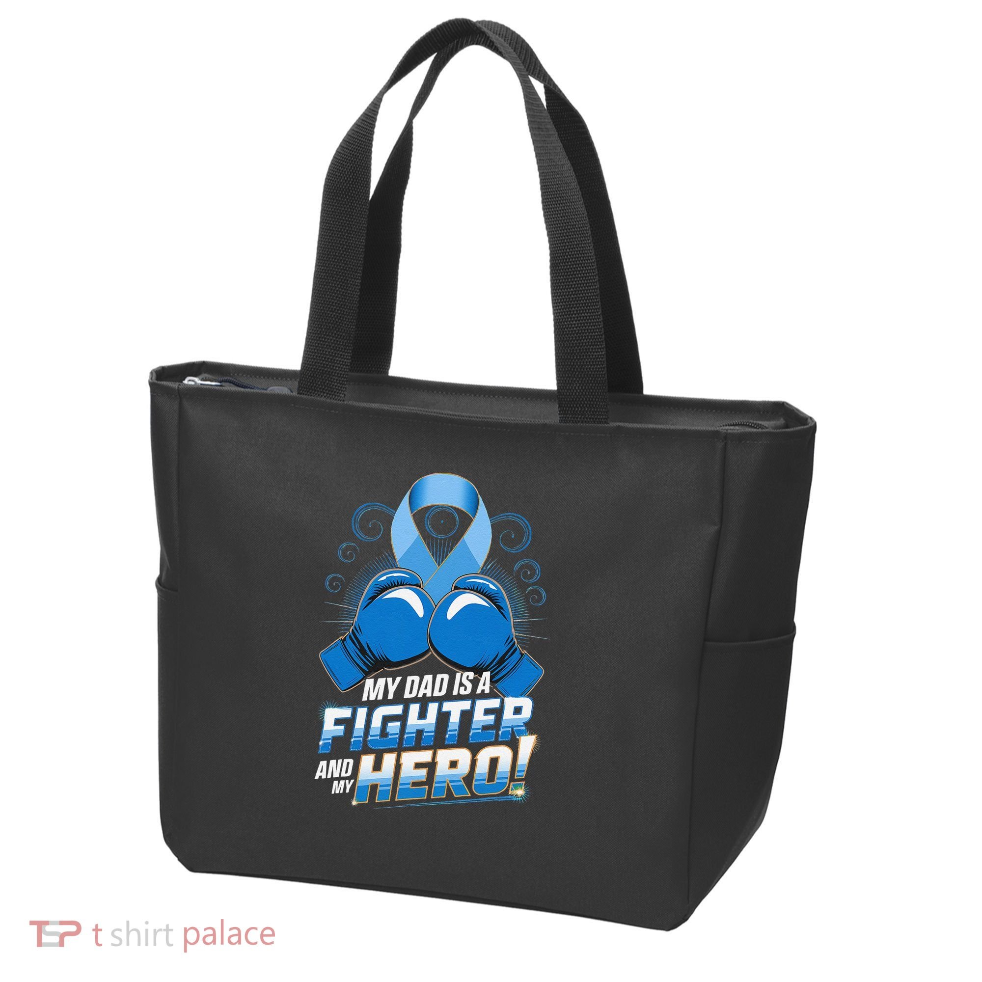 Dad Hero Light Blue Prostate Cancer Awareness Tote Bag