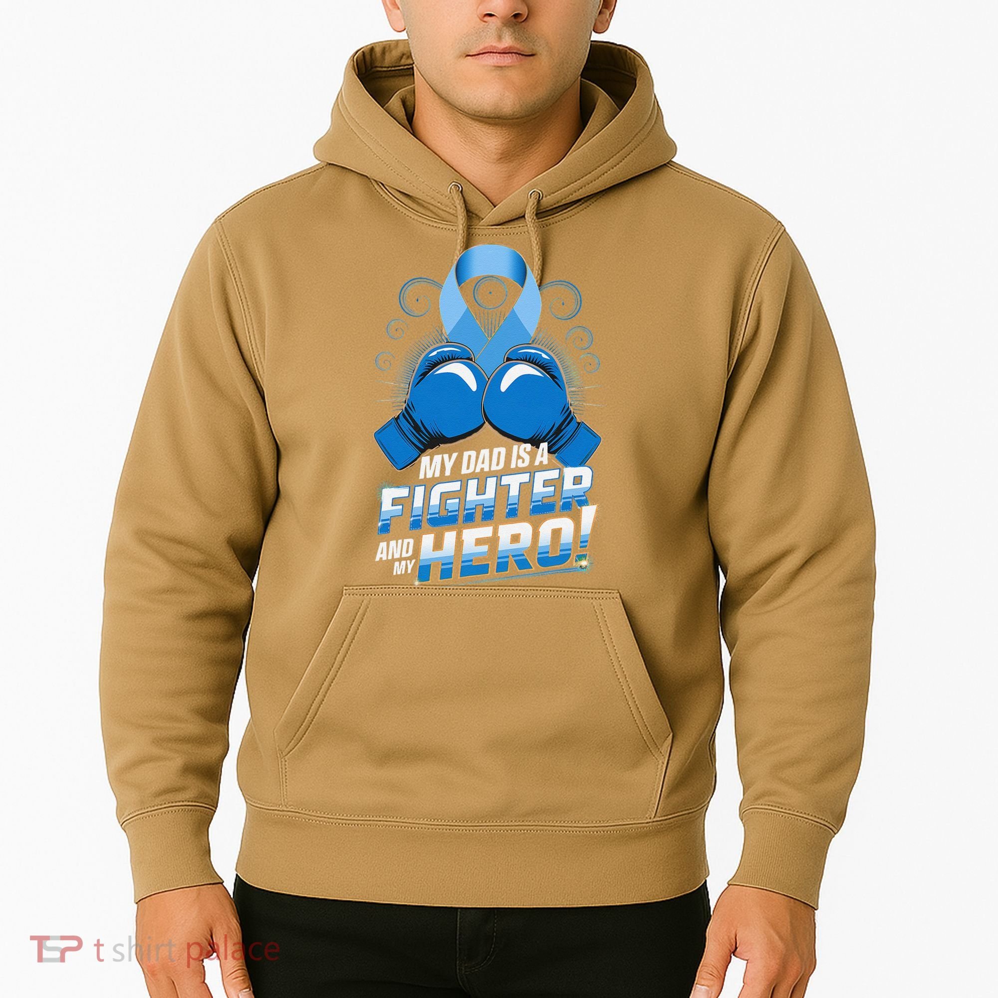 Dad Hero Light Blue Prostate Cancer Awareness Hoodie