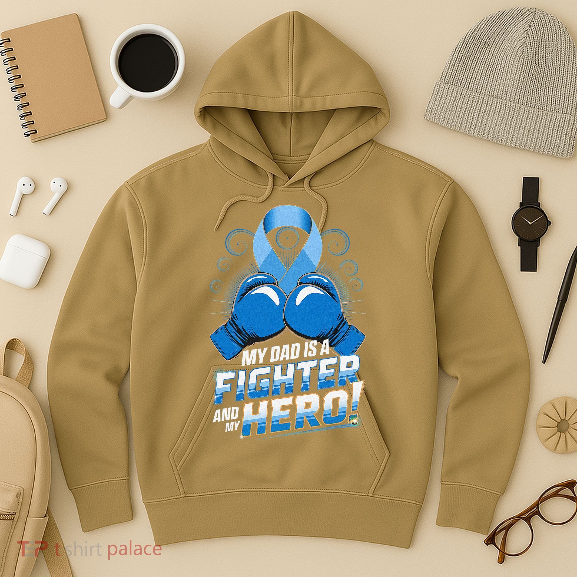Dad Hero Light Blue Prostate Cancer Awareness Hoodie