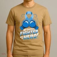Dad Hero Light Blue Prostate Cancer Awareness T-Shirt thumb 3