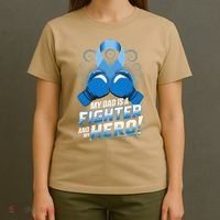 Dad Hero Light Blue Prostate Cancer Awareness T-Shirt thumb 4
