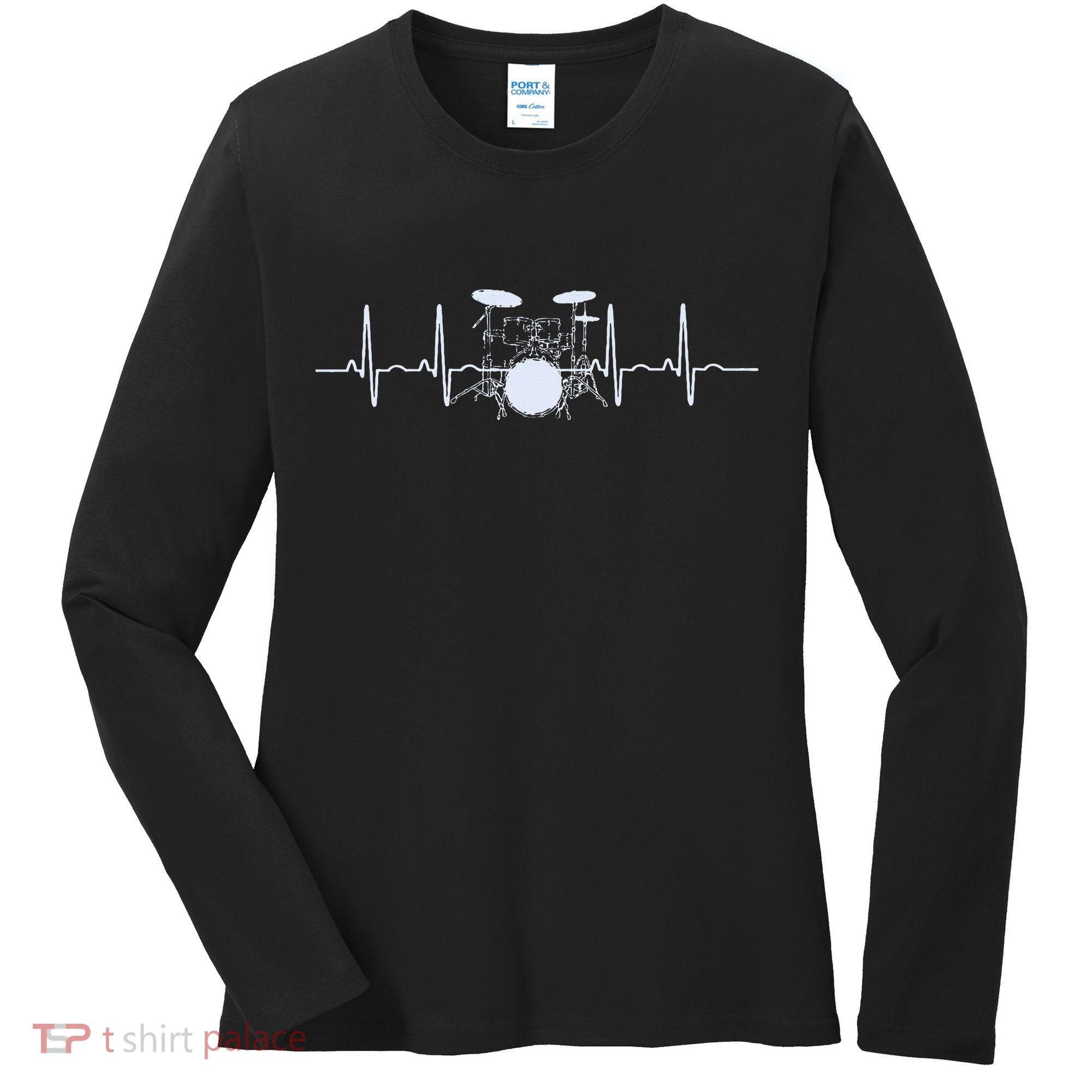 Drum Heartbeat Lifeline Music Lover Gift Drummer Women's Long Sleeve Shirt