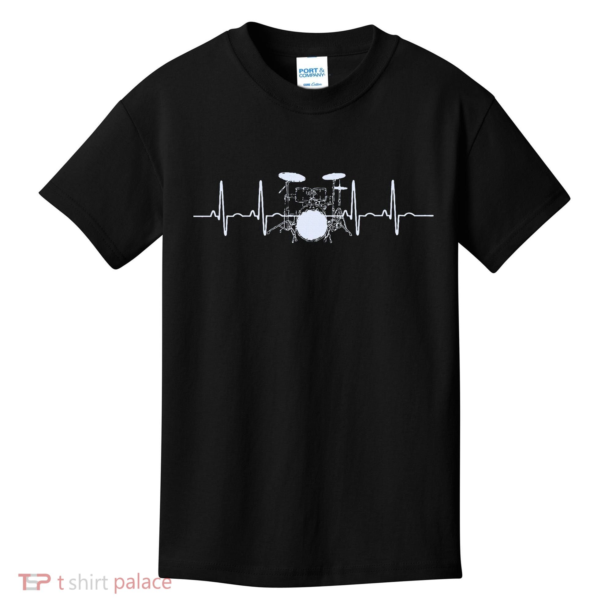 Drum Heartbeat Lifeline Music Lover Gift Drummer Kids T-Shirt