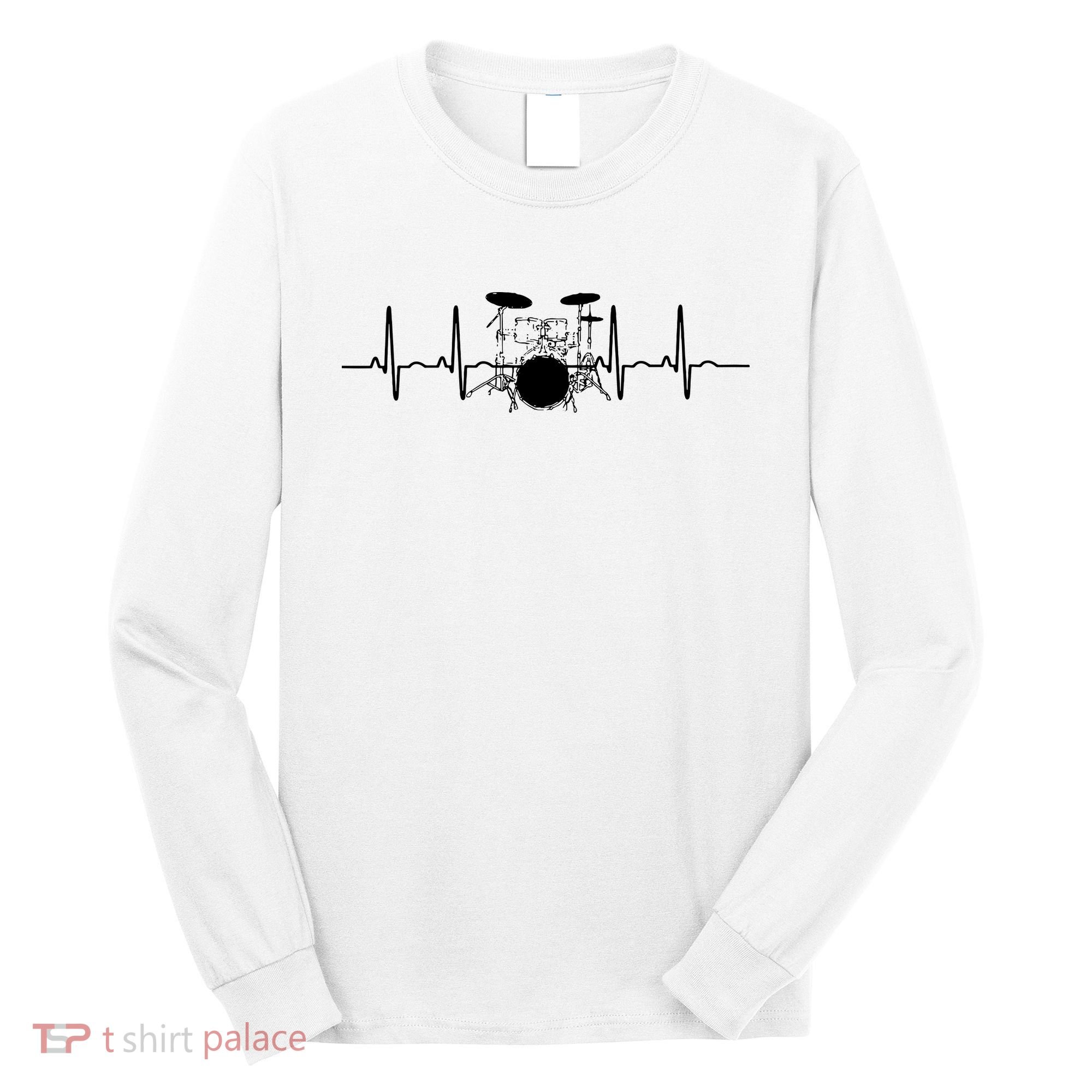 Drum Heartbeat Lifeline Music Lover Gift Drummer Long Sleeve Shirt