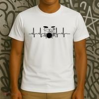 Drum Heartbeat Lifeline Music Lover Gift Drummer T-Shirt thumb 3