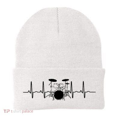 Drum Heartbeat Lifeline Music Lover Gift Drummer Beanie