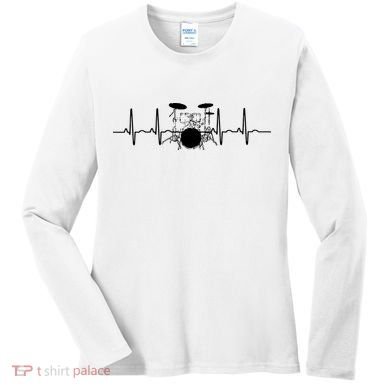 Drum Heartbeat Lifeline Music Lover Gift Drummer Women's Long Sleeve Shirt