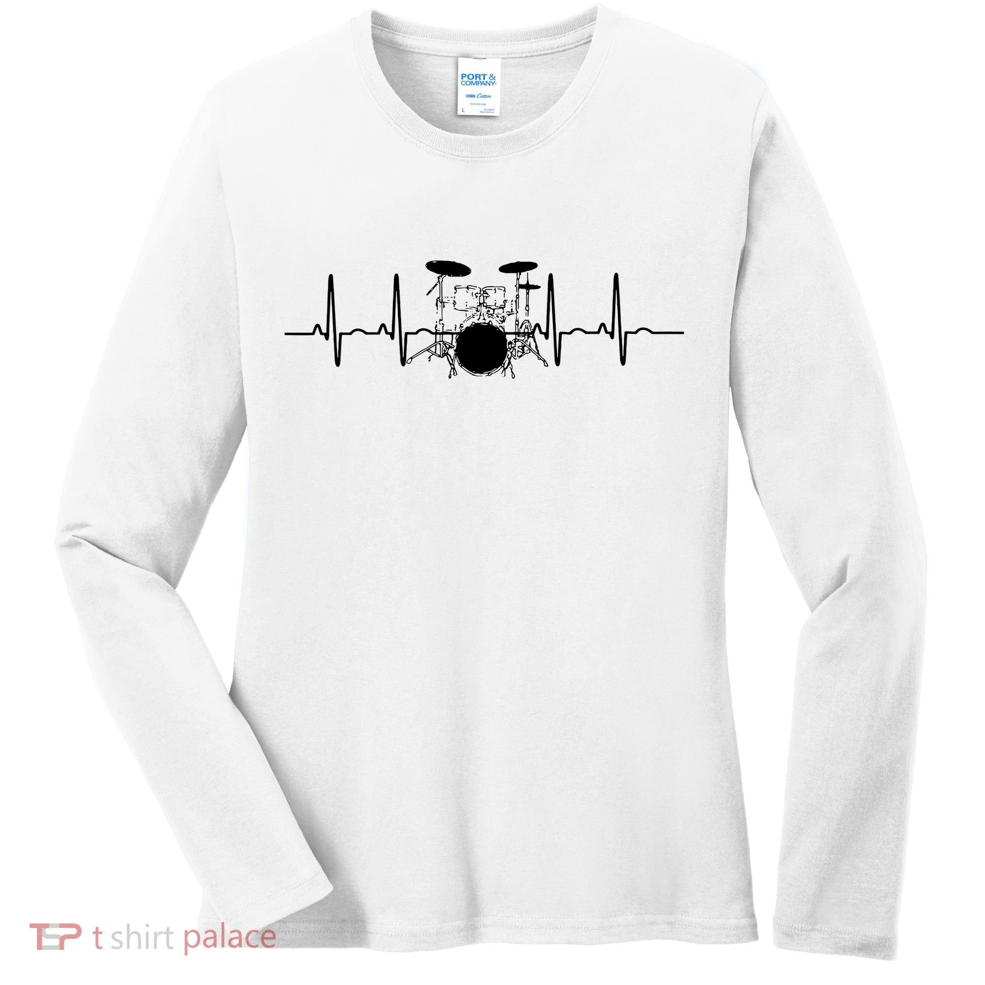 Drum Heartbeat Lifeline Music Lover Gift Drummer Women's Long Sleeve Shirt