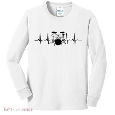 Drum Heartbeat Lifeline Music Lover Gift Drummer Kids Long Sleeve Shirt