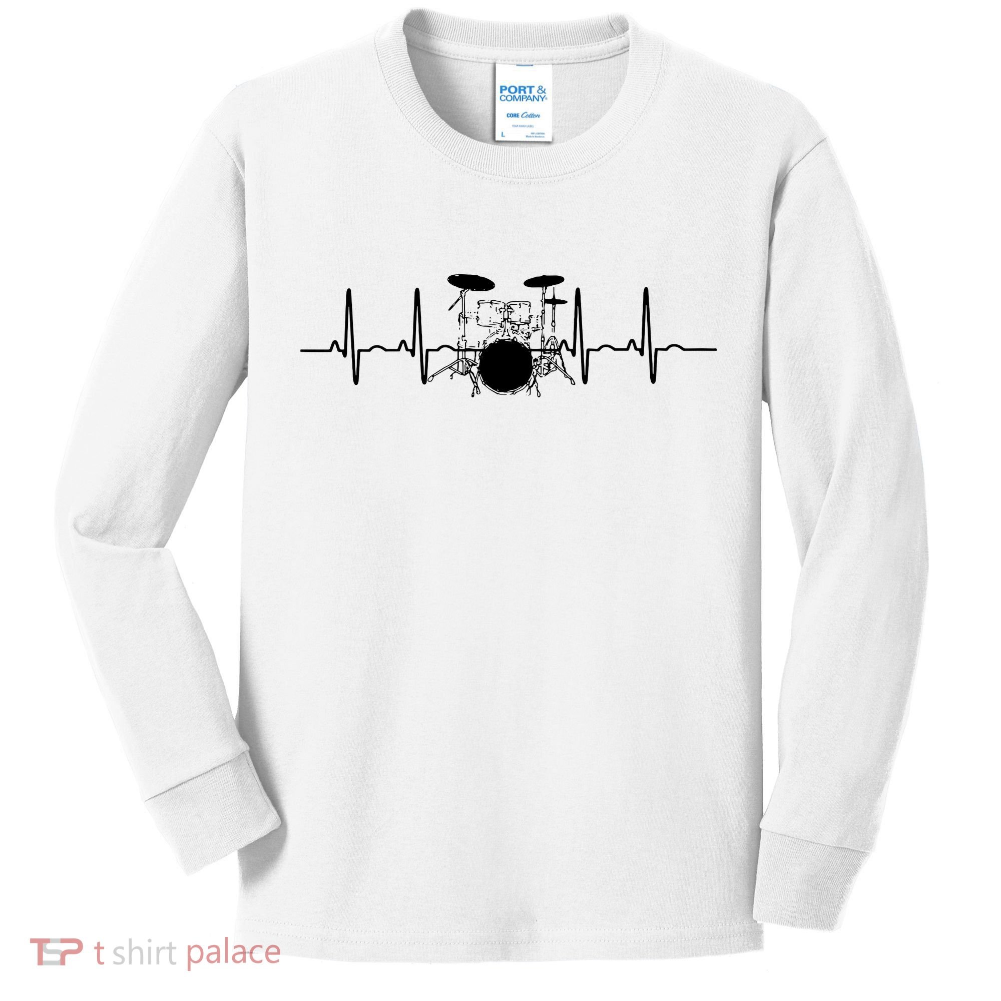 Drum Heartbeat Lifeline Music Lover Gift Drummer Kids Long Sleeve Shirt