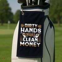 Dirty Hands Make Clean Money Funny Mechanic Gift Golf Towel thumb 2