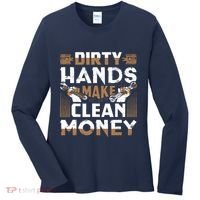 Dirty Hands Make Clean Money Funny Mechanic Gift Women's Long Sleeve Shirt thumb 0