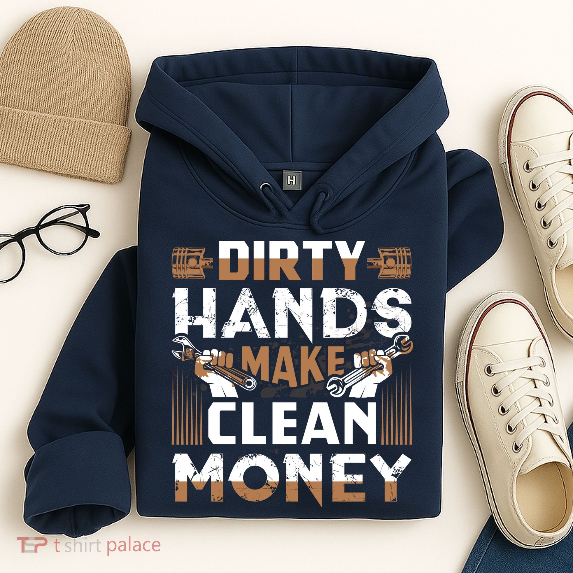 Dirty Hands Make Clean Money Funny Mechanic Gift Hoodie