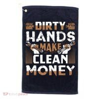 Dirty Hands Make Clean Money Funny Mechanic Gift Golf Towel thumb 0