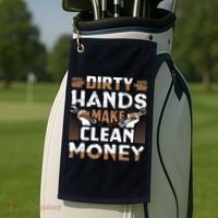 Dirty Hands Make Clean Money Funny Mechanic Gift Golf Towel thumb 2