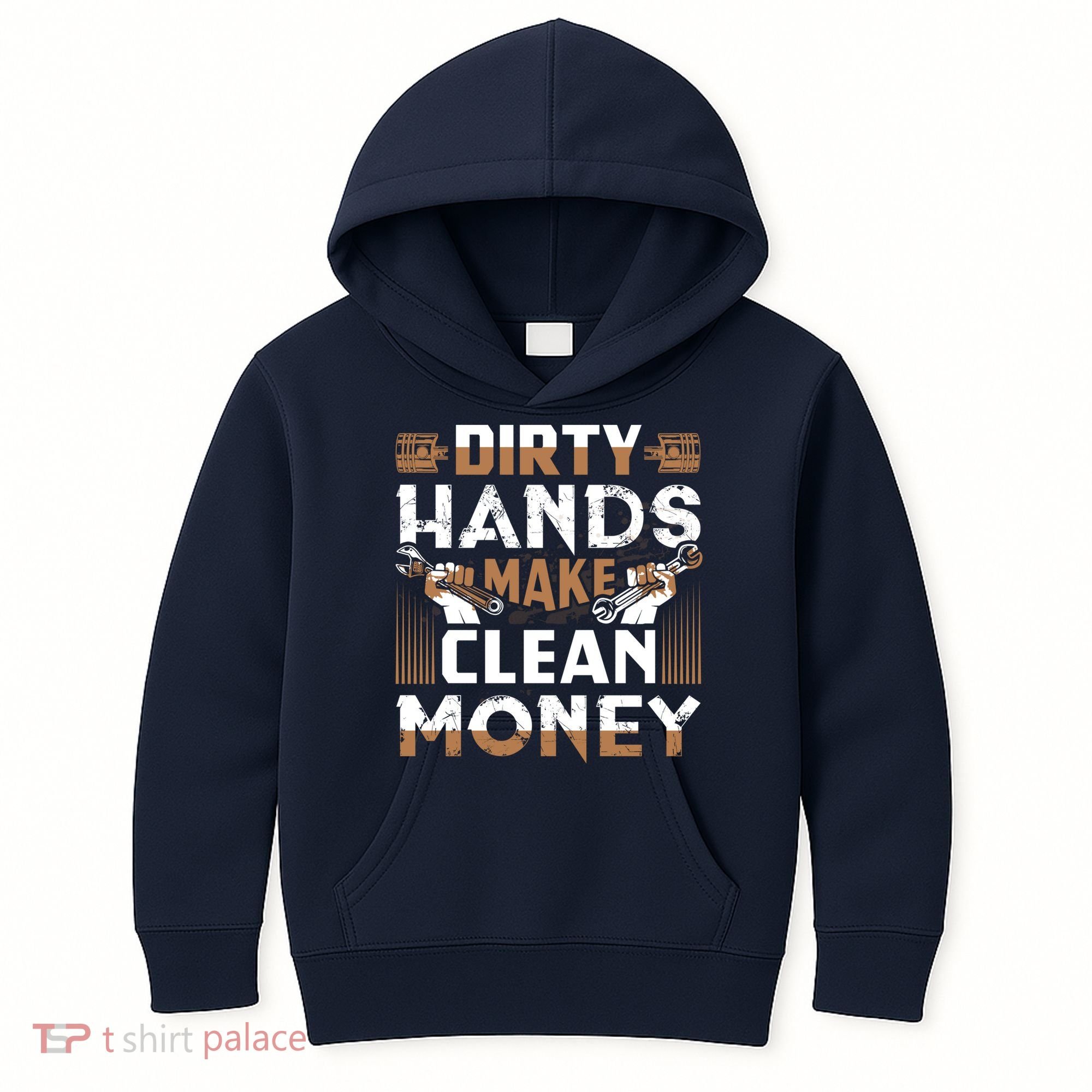Dirty Hands Make Clean Money Funny Mechanic Gift Kids Hoodie