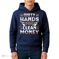 Dirty Hands Make Clean Money Funny Mechanic Gift Kids Hoodie thumb 4