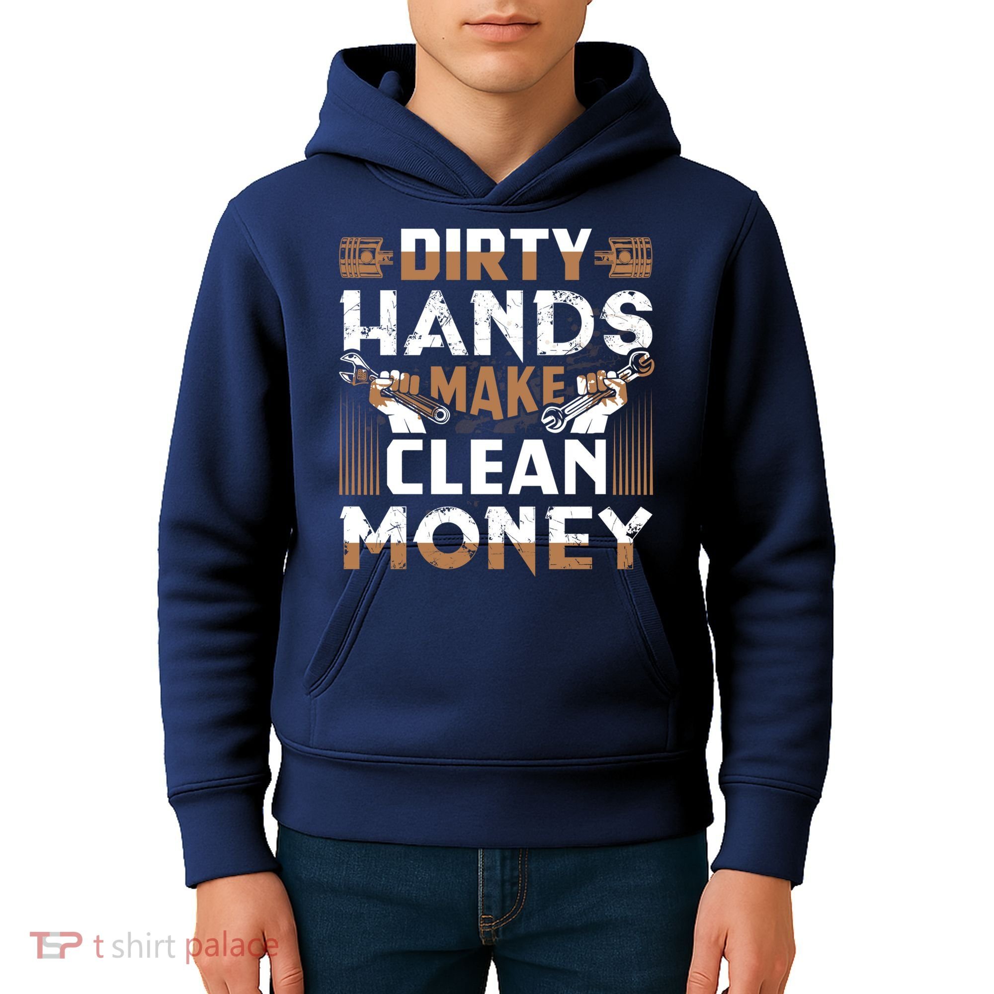 Dirty Hands Make Clean Money Funny Mechanic Gift Kids Hoodie