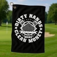 Dirty Hands Make Clean Money Funny Mechanic Mechanist Golf Towel thumb 1