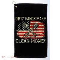Dirty Hands Make Clean Money Funny Repair Mechanic Golf Towel thumb 0