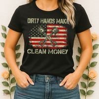 Dirty Hands Make Clean Money Funny Repair Mechanic Women's T-Shirt thumb 2