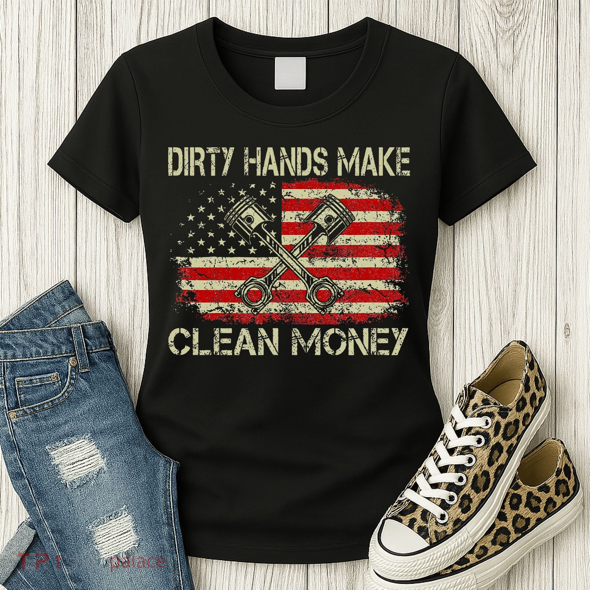 Dirty Hands Make Clean Money Funny Repair Mechanic Women's T-Shirt