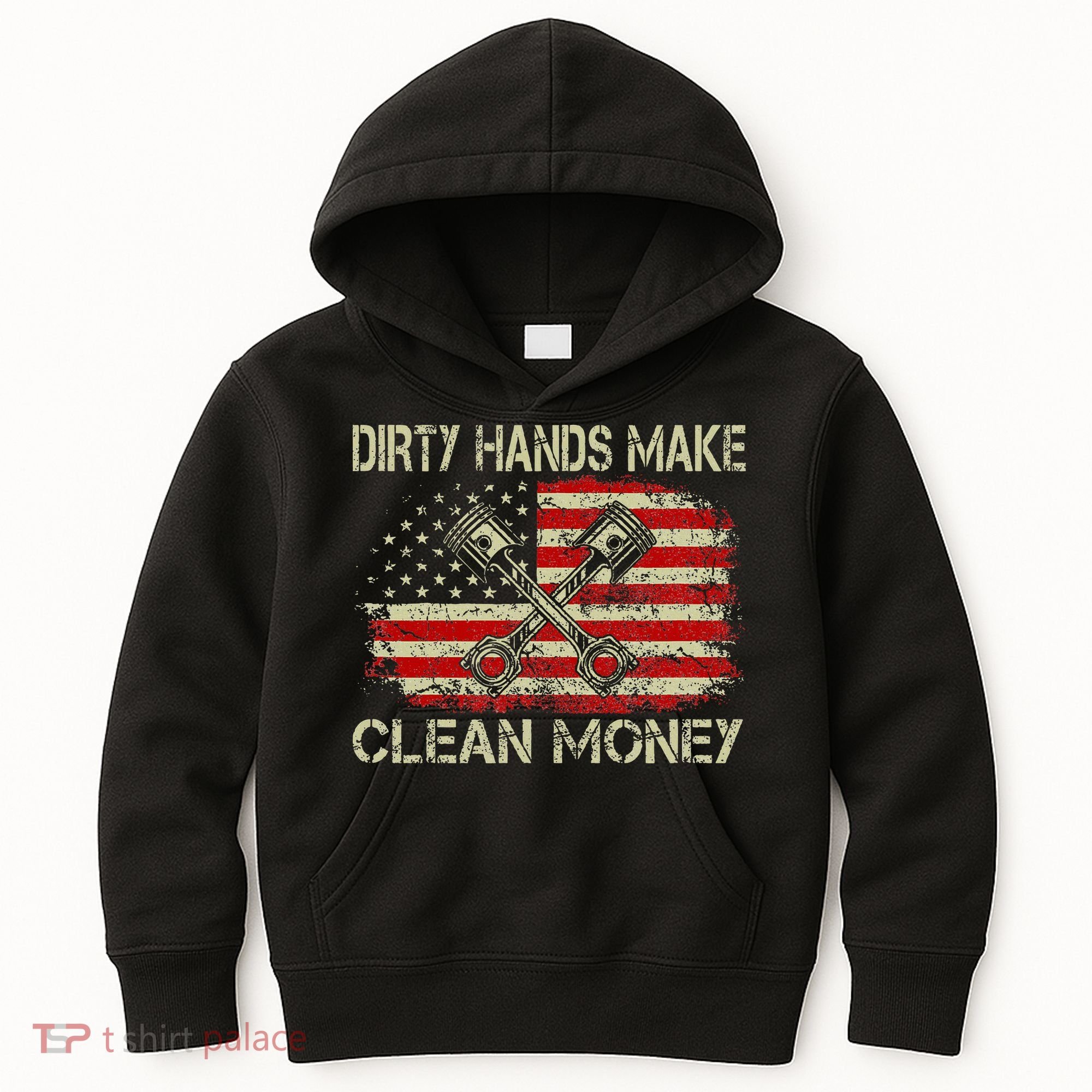 Dirty Hands Make Clean Money Funny Repair Mechanic Kids Hoodie