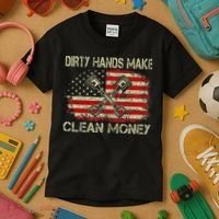 Dirty Hands Make Clean Money Funny Repair Mechanic Kids T-Shirt thumb 3