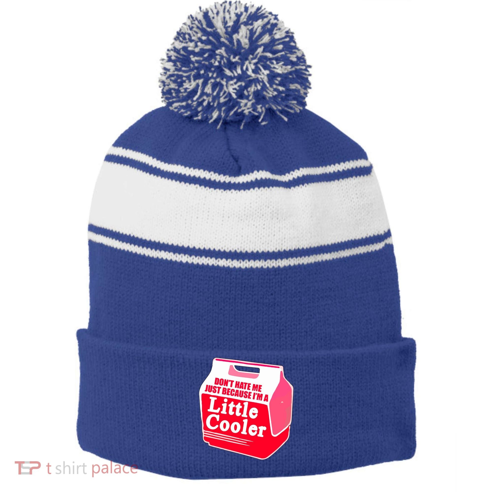 Don't Hate Me Because I'm A Little Cooler Stripe Pom Pom Beanie