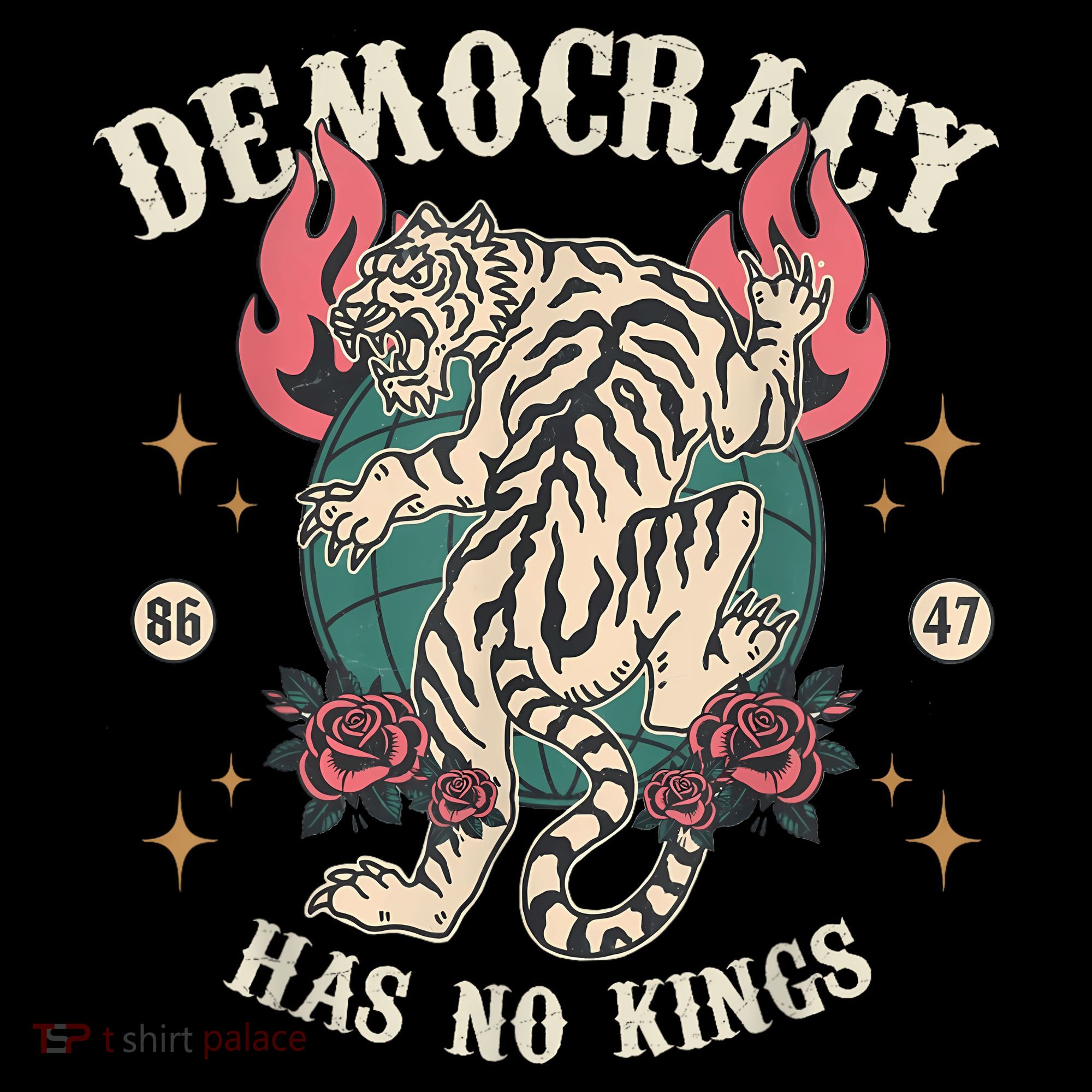 Democracy Has No Kings 86 47 Tiger Baby Bodysuit