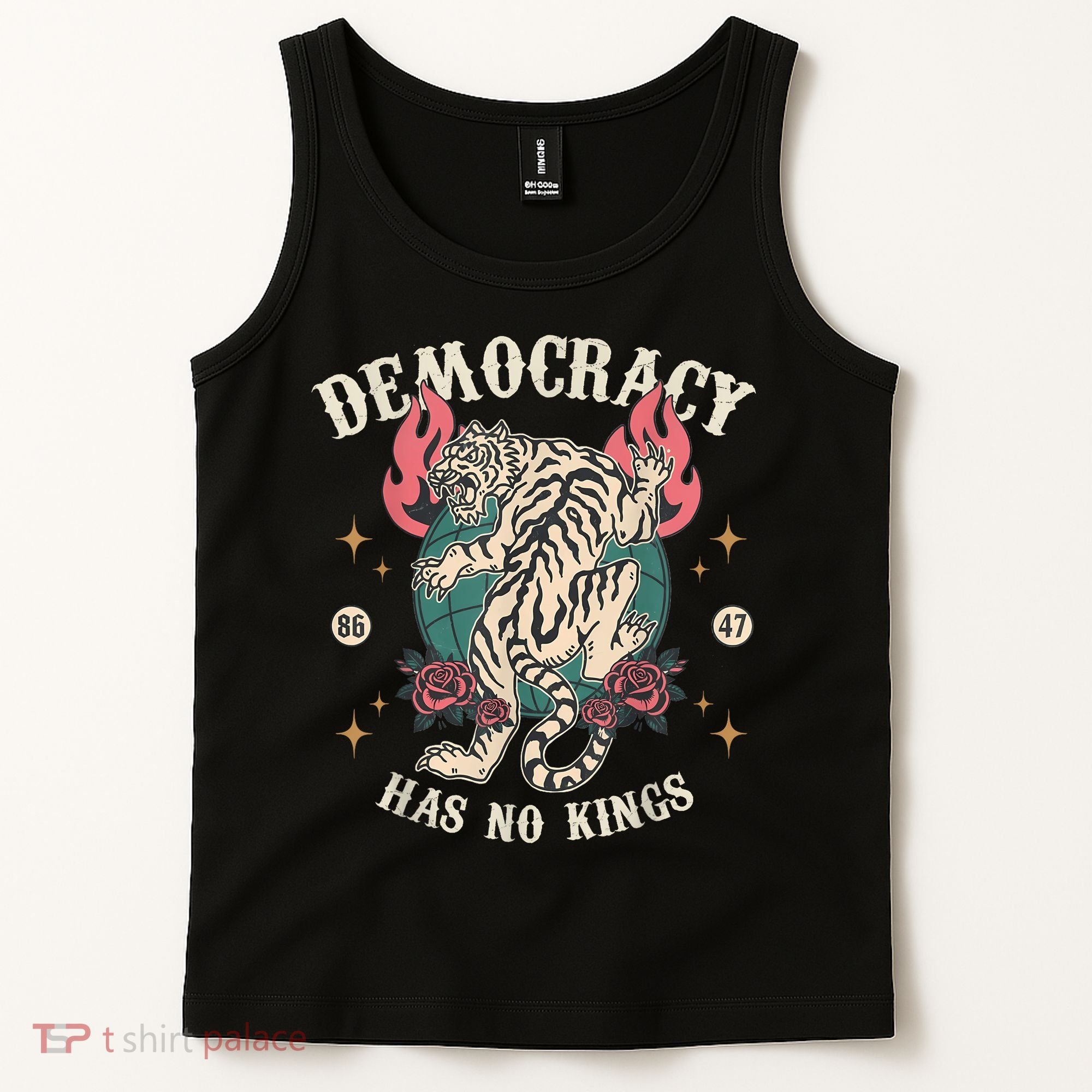 Democracy Has No Kings 86 47 Tiger Tank Top